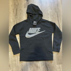 Nike Kids Black Hoodie with Gray Logo size M like new